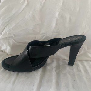 Enzo Angiolini Heels Black Leather Slip On Sandals Size 8